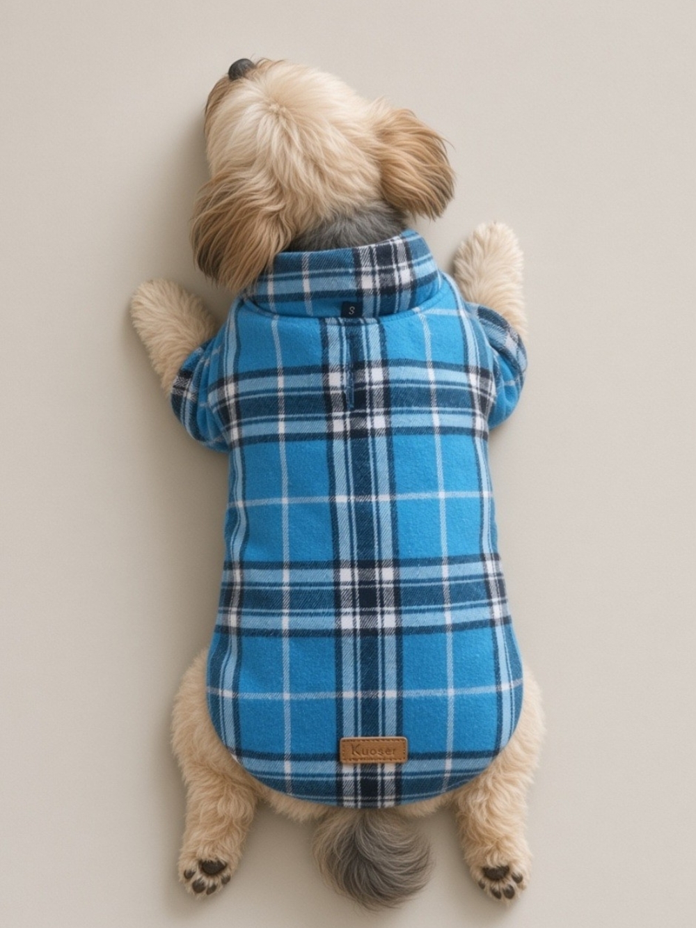 Blue Plaid Cozy Fleece Dog Jacket